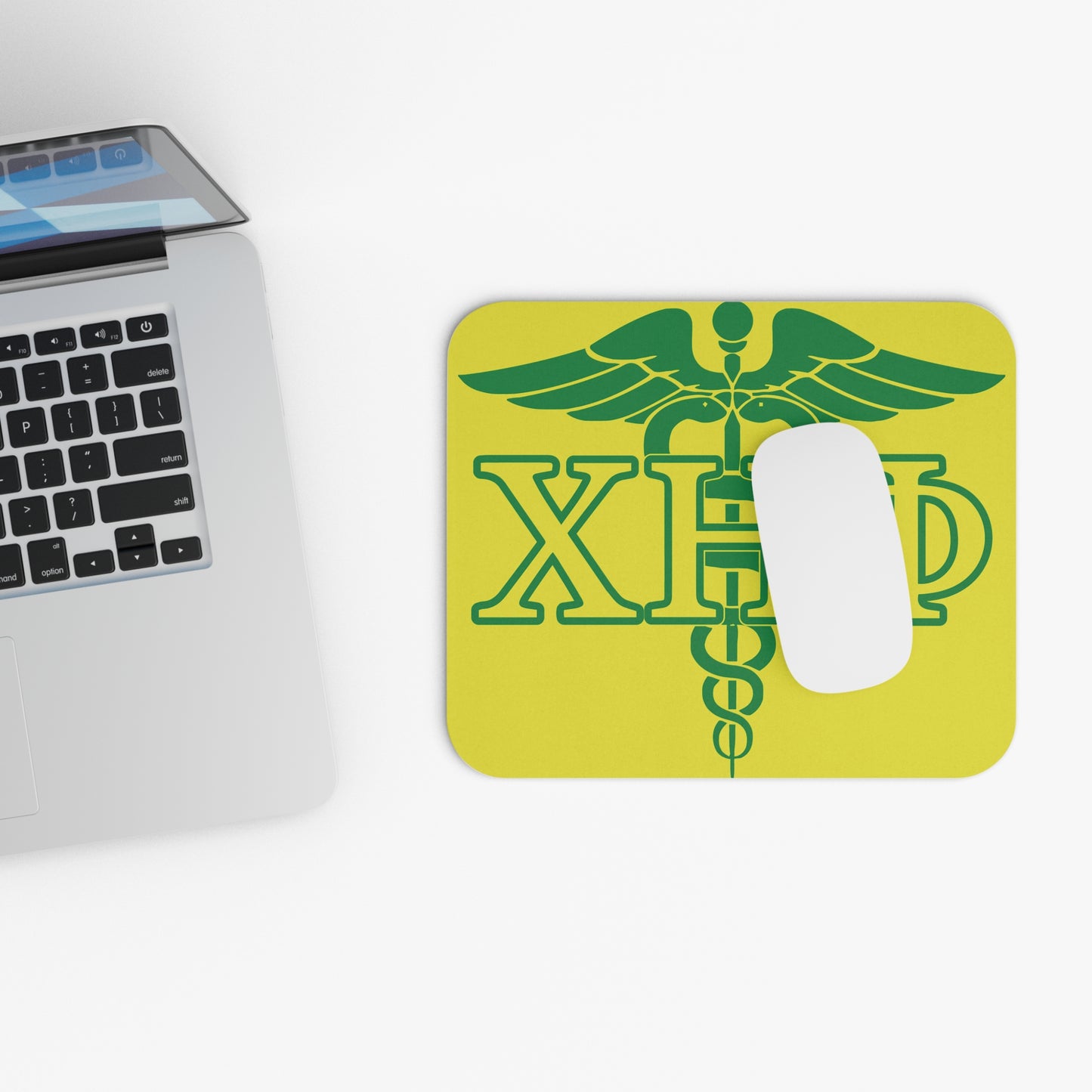 Yellow Caduceus Mouse Pad
