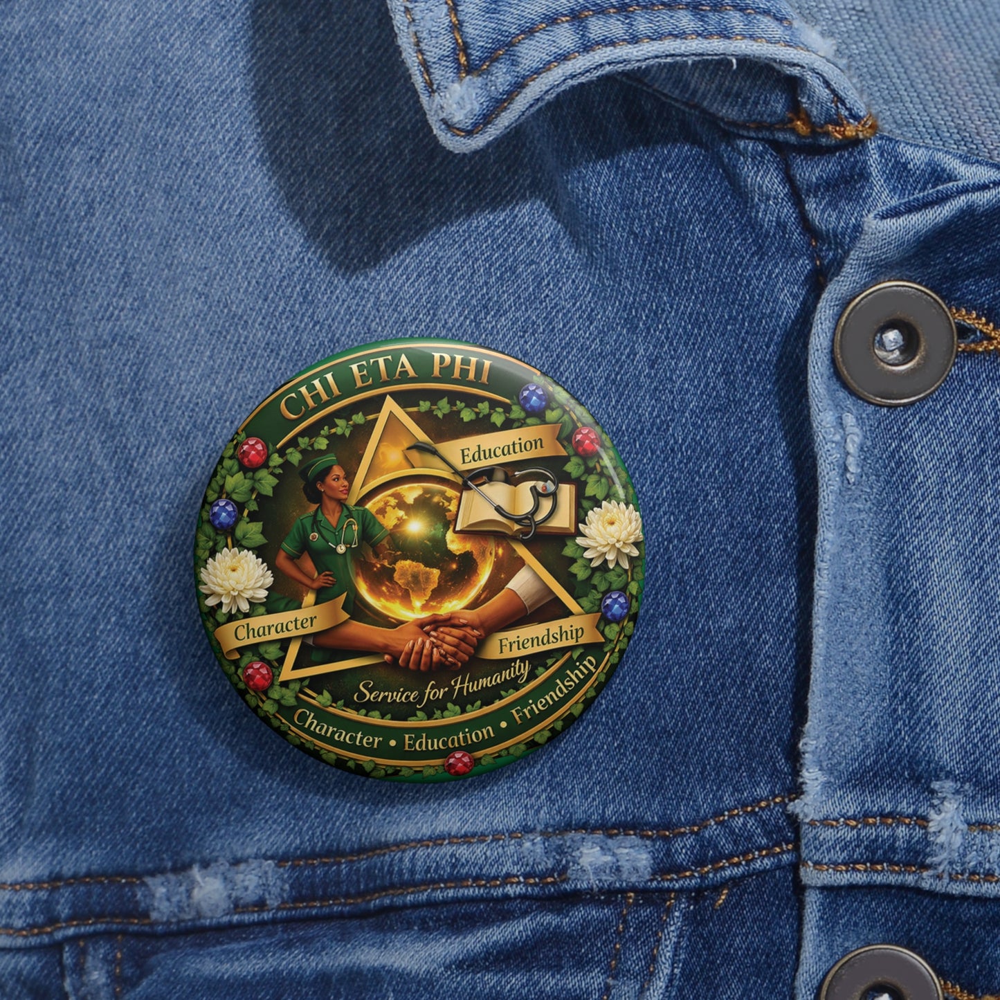 Chi Eta Phi Character, Education, Friendship Button
