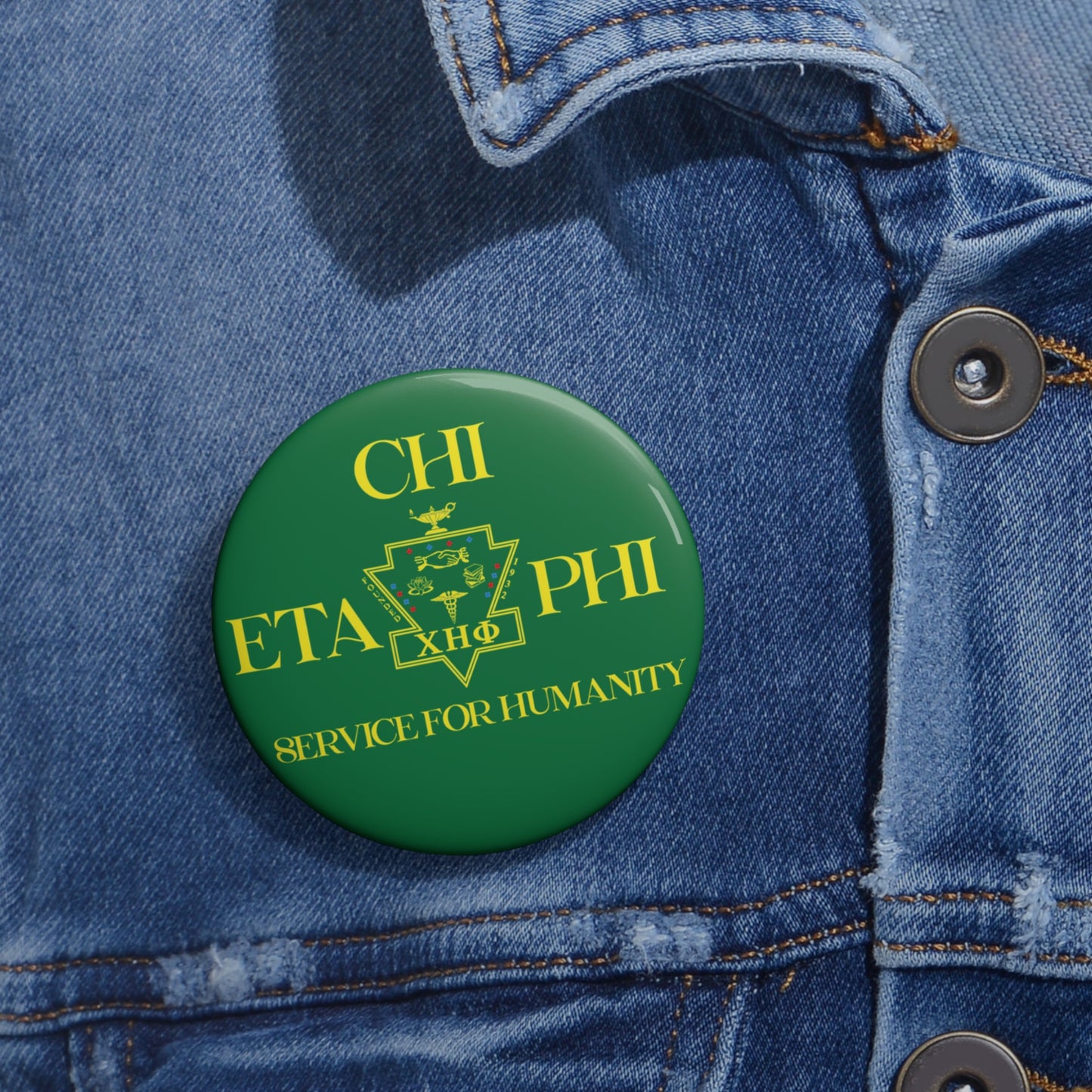 Chi Eta Phi Green Logo Button