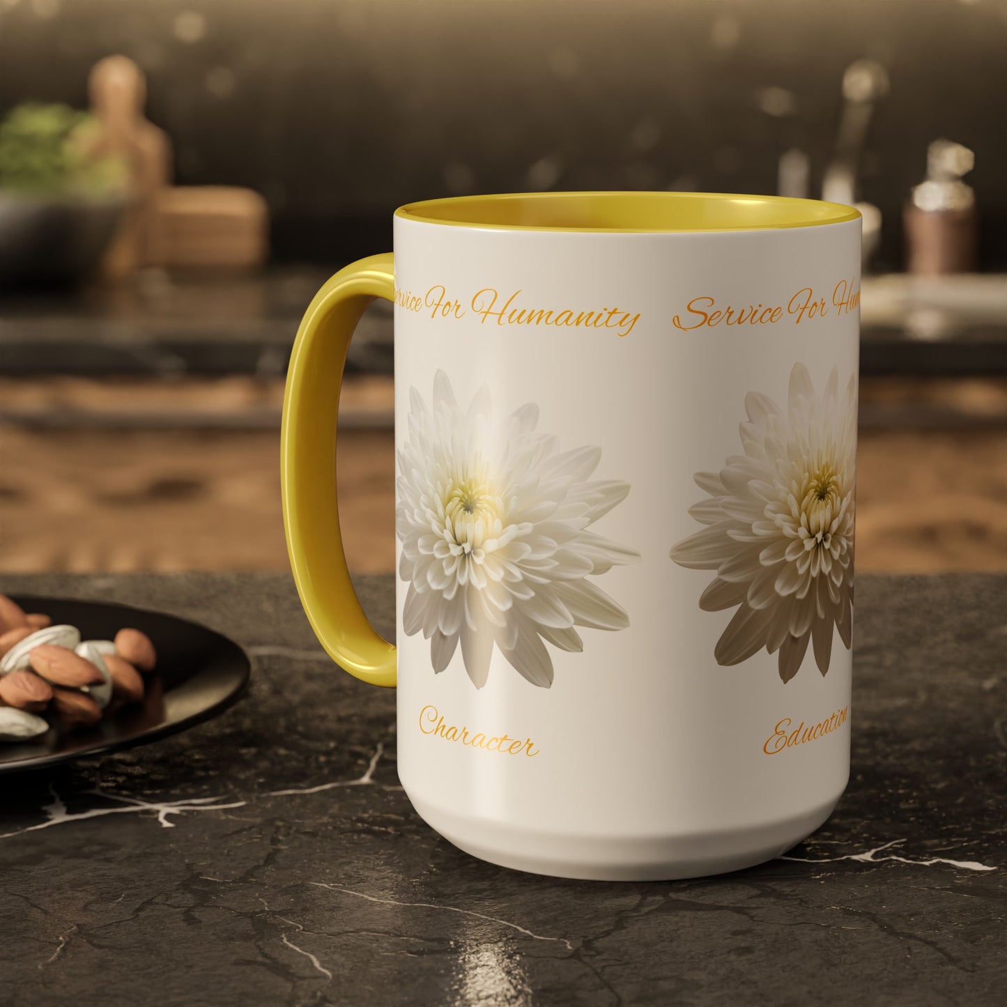 Service For Humanity Yellow Chrysanthemum Mug, 11oz