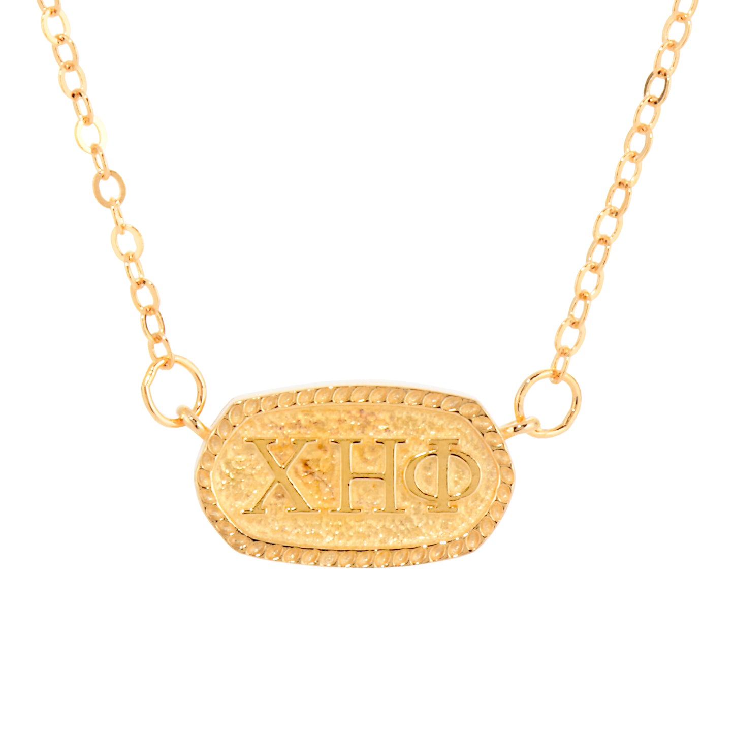 Hand Crafted Oval 22K Gold Plated Chi Necklace