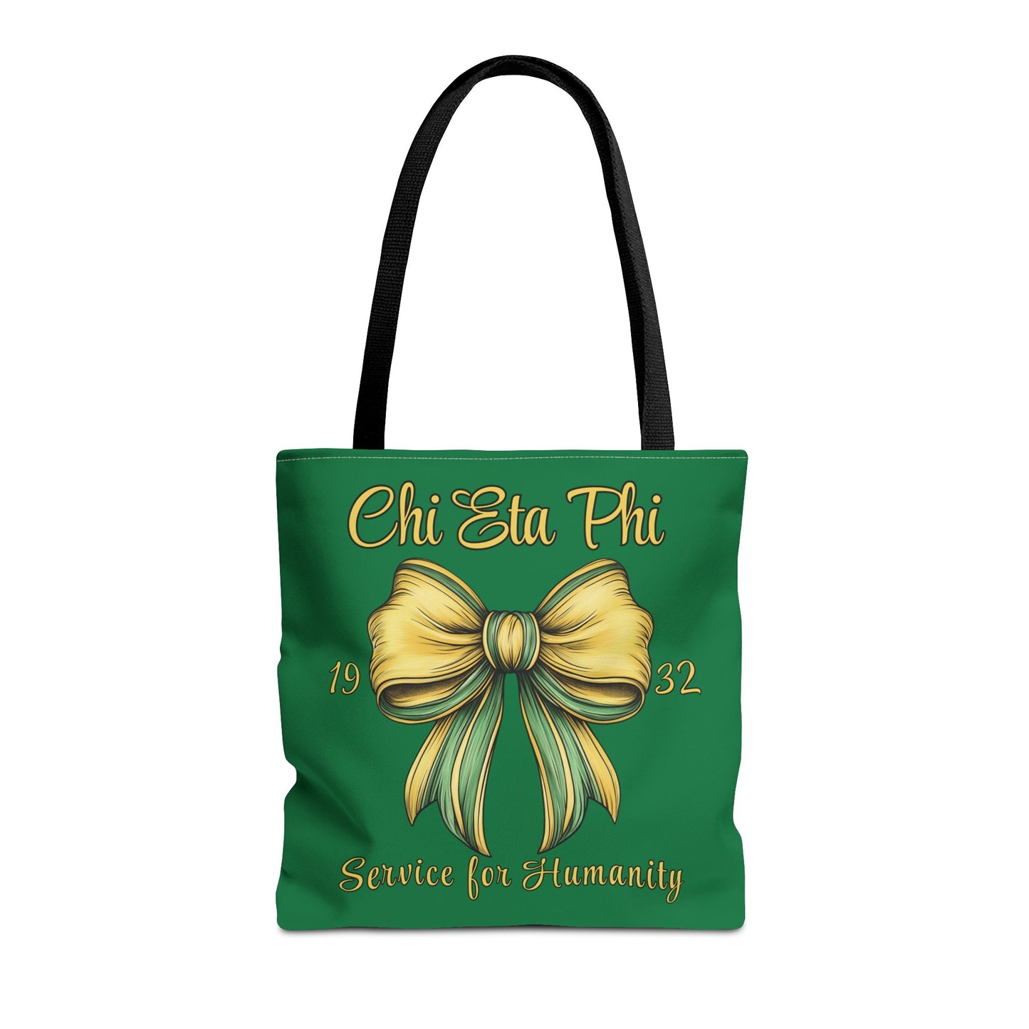 Chi Eta Phi Green with Yellow Bow Design Tote Bag