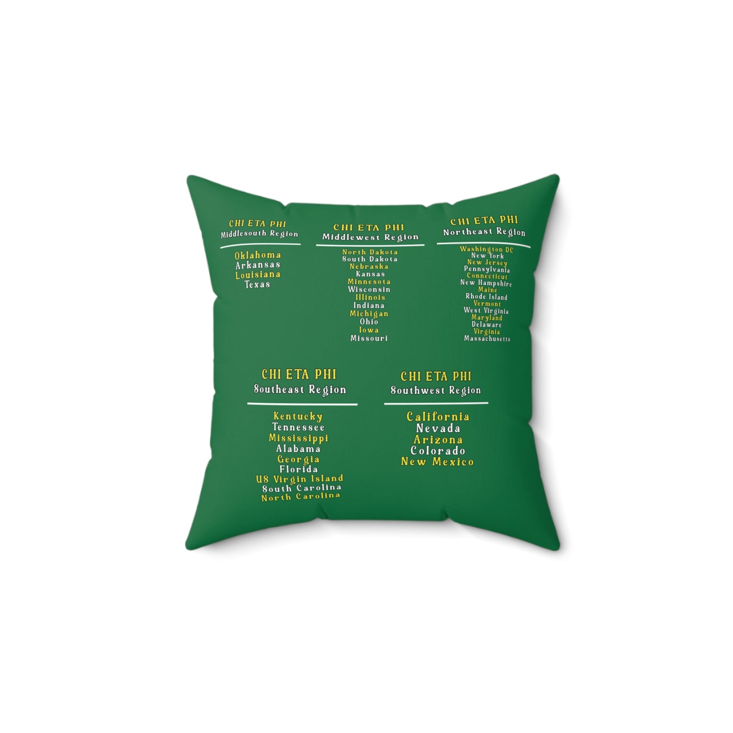 Chi Eta Phi Square Green Logo Pillow