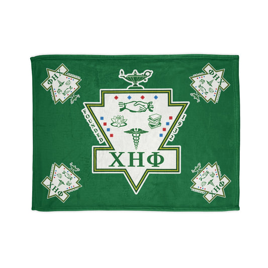 Green Soft Polyester Logo Design Blanket