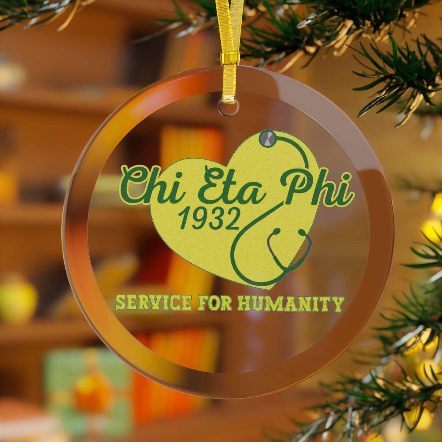 Chi Eta Phi Service for Humanity Glass Ornament