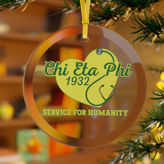 Chi Eta Phi Service for Humanity Glass Ornament
