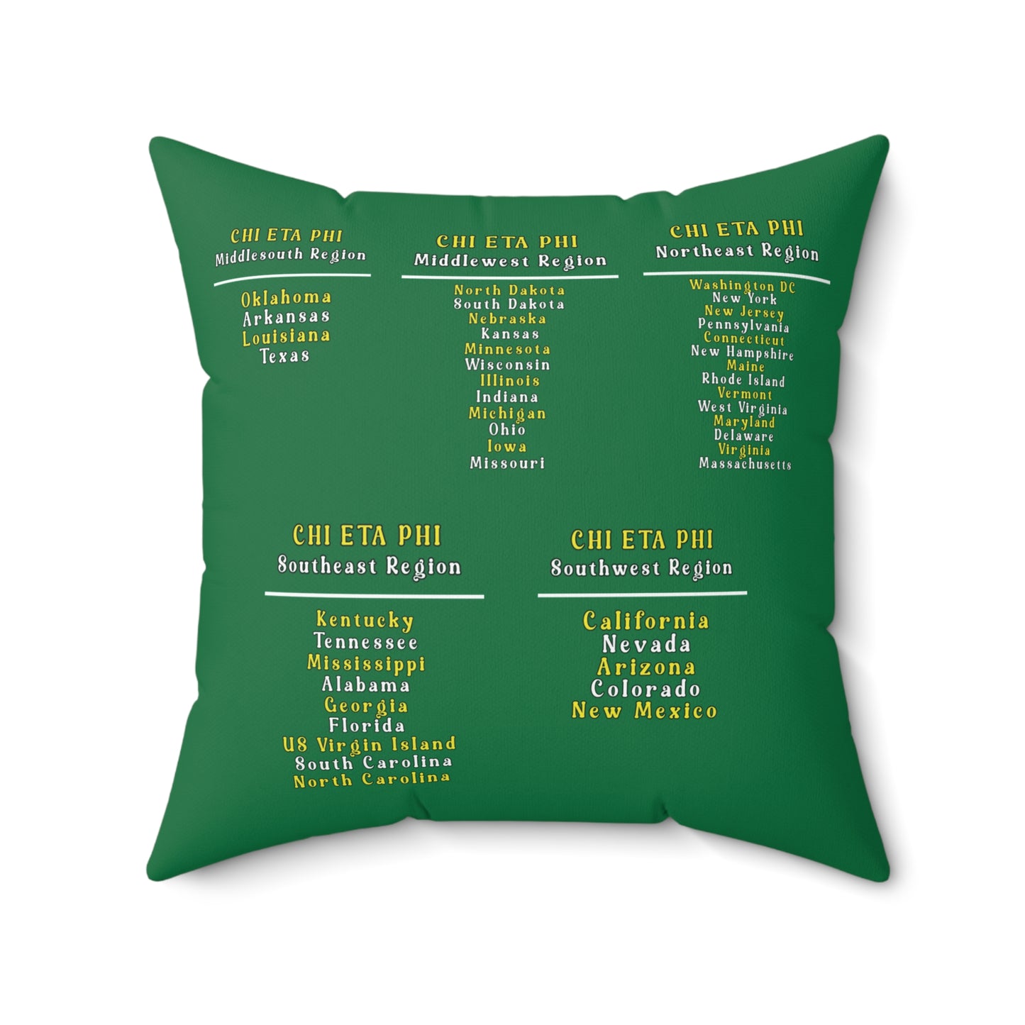 Chi Eta Phi Square Green Logo Pillow