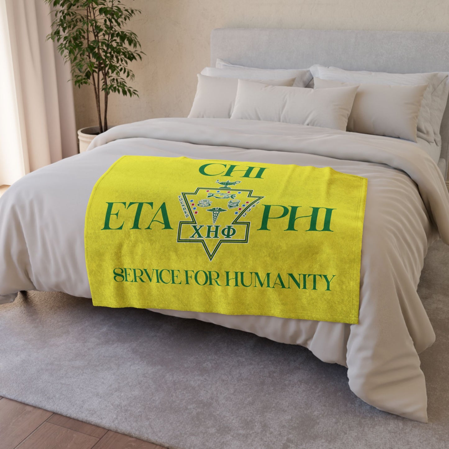 Soft Yellow Polyester Service for Humanity Logo Design Blanket