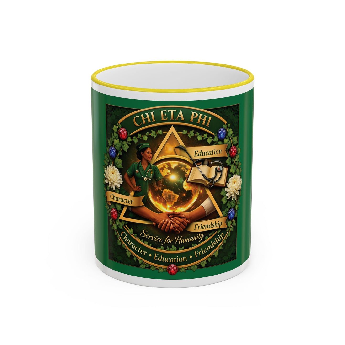 Chi Eta Phi Sorority Crest Accent Rim Mug – 11oz/15oz
