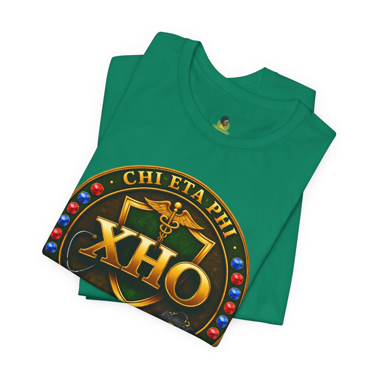 Chi Eta Phi XHO Emblem T-Shirt with Jewels– Nursing Organization Crest Tee
