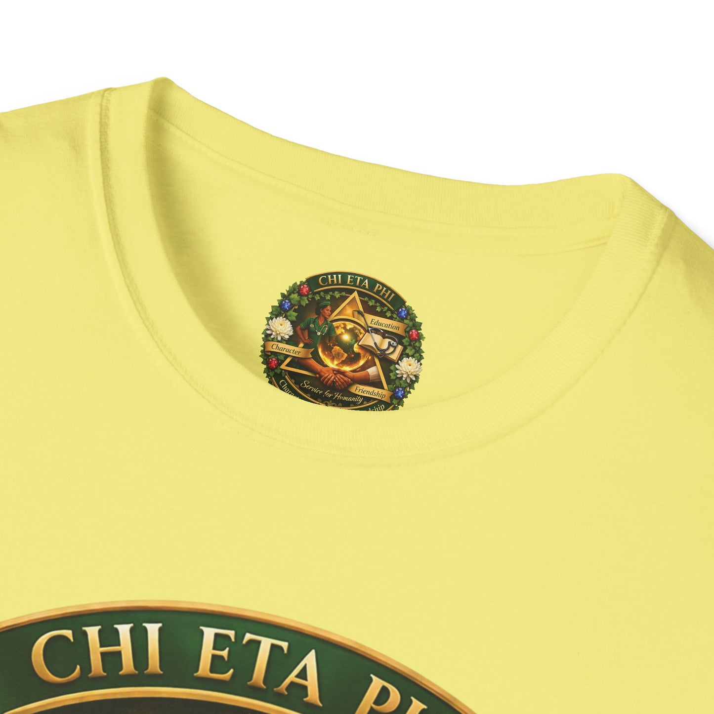Chi Eta Phi Nursing Sorority Crest T-Shirt — Character, Education, Friendship Tee