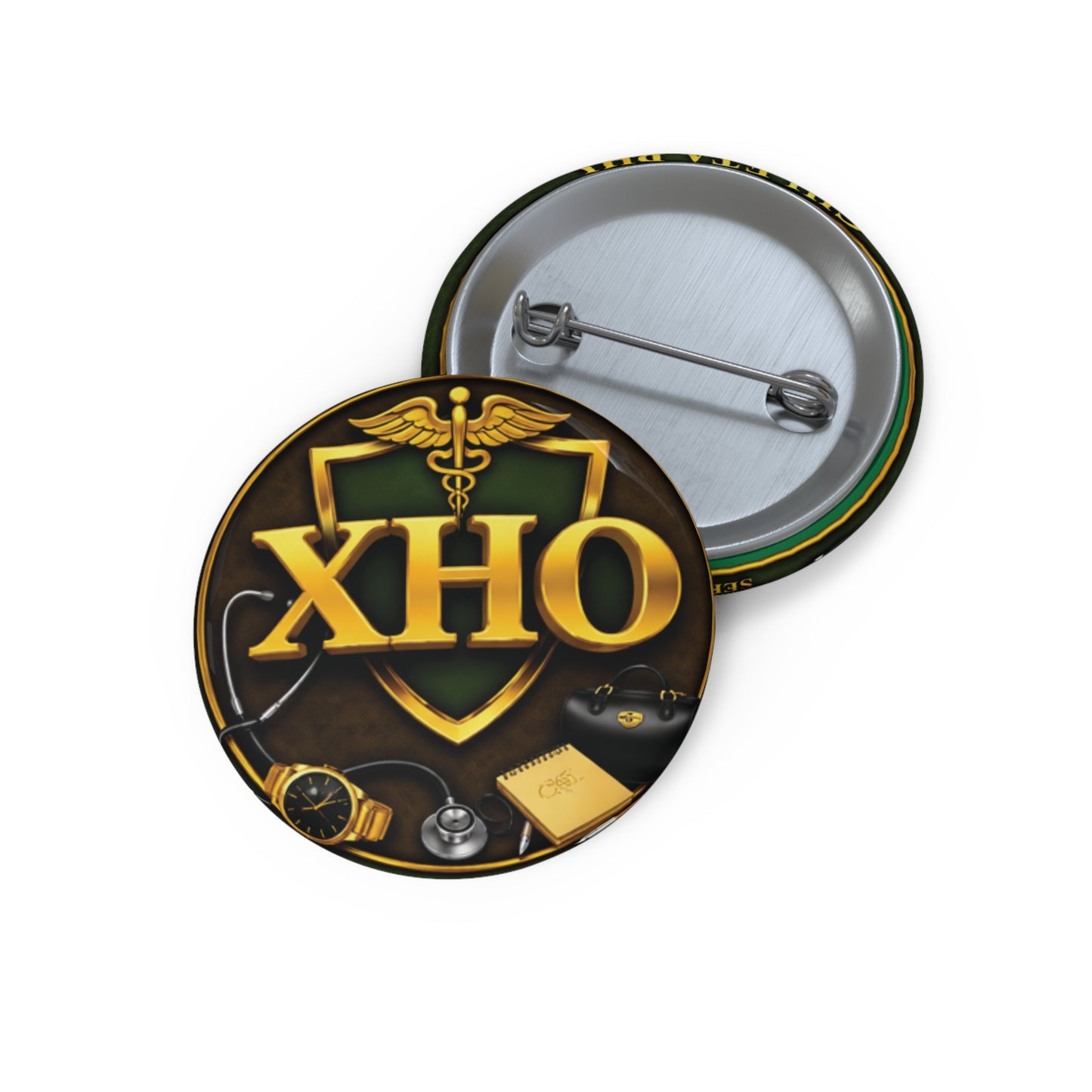 Chi Eta Phi Green Logo Button