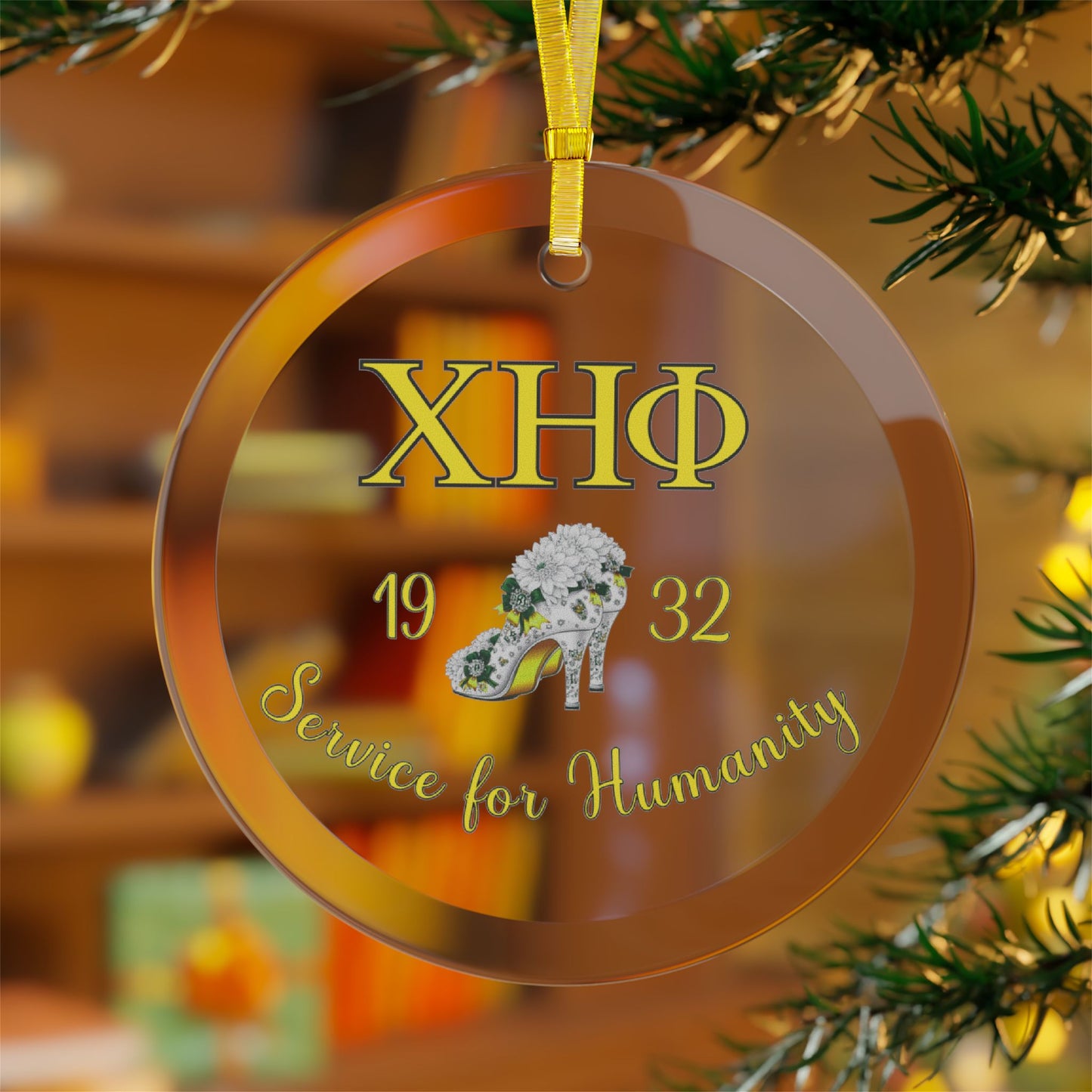 Chi Eta Phi Service for Humanity Glass Ornament