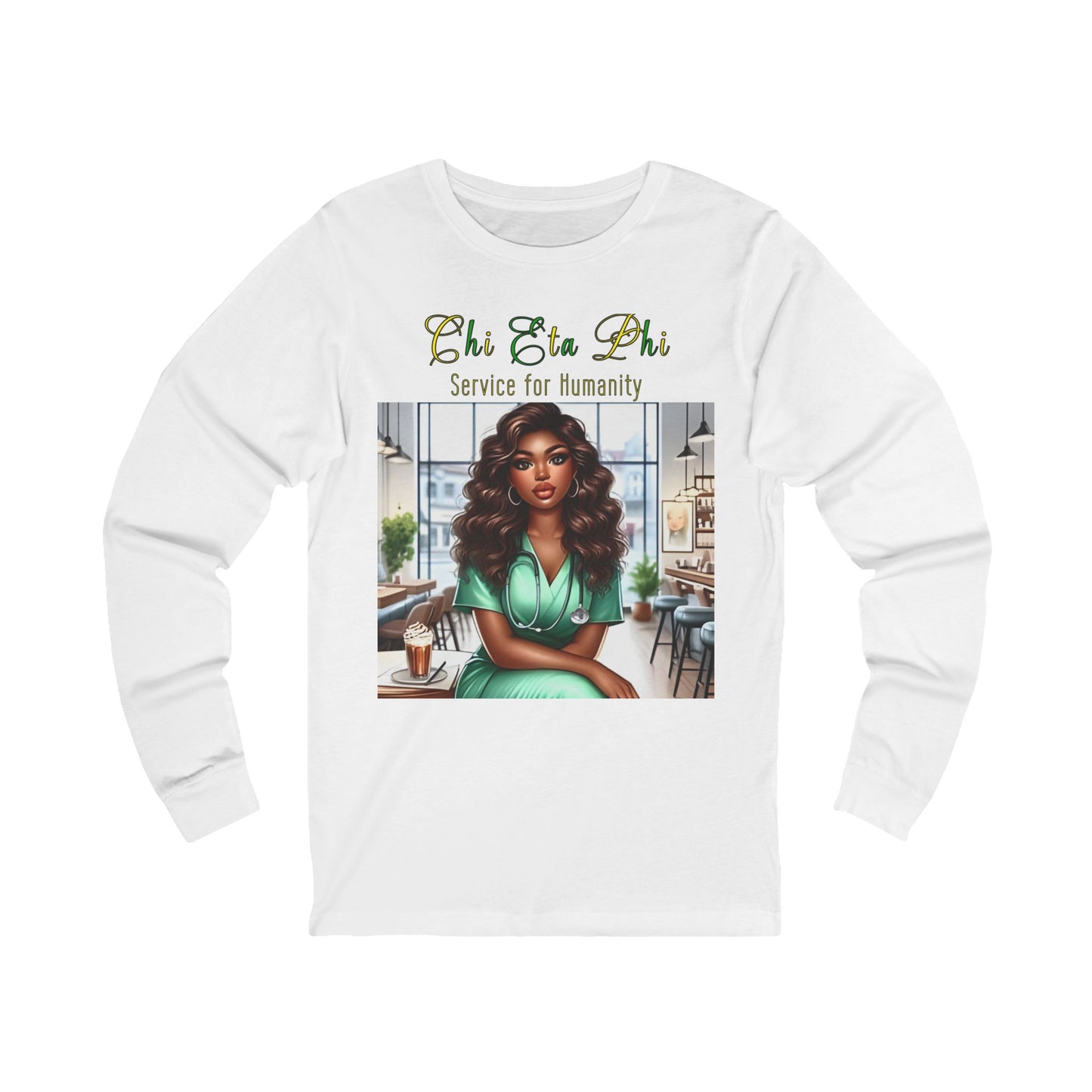 Unisex Jersey Long Sleeve Green Nurse Tee