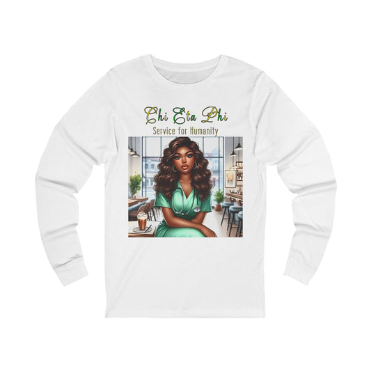 Unisex Jersey Long Sleeve Green Nurse Tee