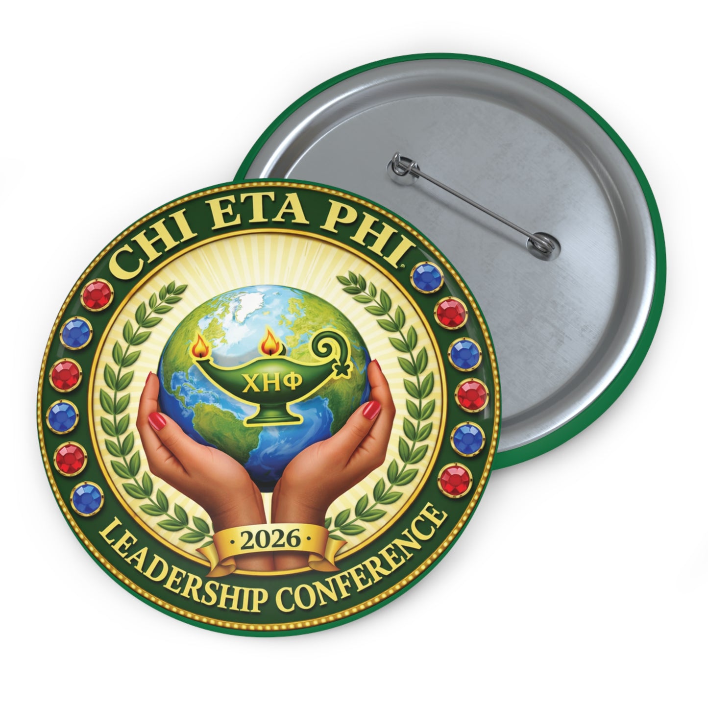 Chi Eta Phi Green Logo Button