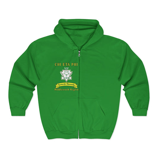 Middlesouth Region Zip Hoodie – Sorority Crest & State List on the Back