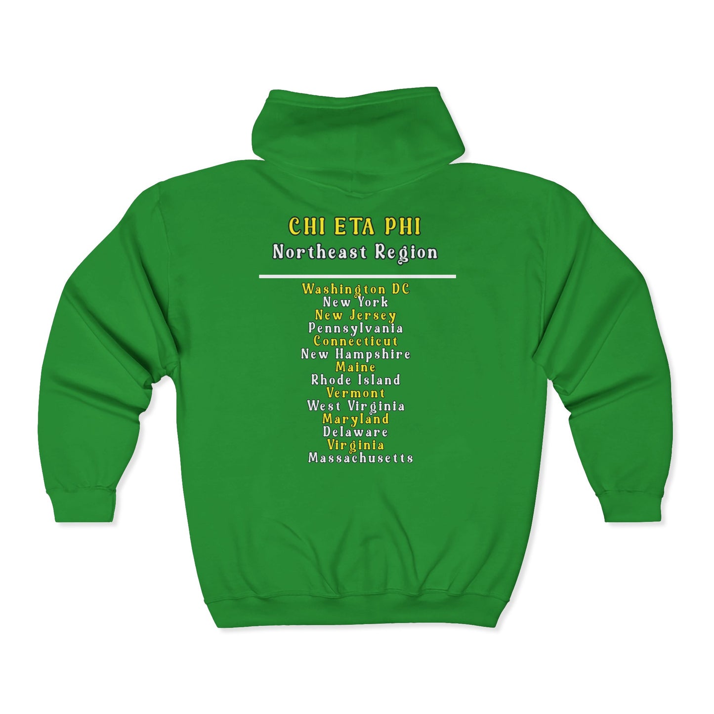 Northeast Region Zip Hoodie – Sorority Crest & State List on the Back