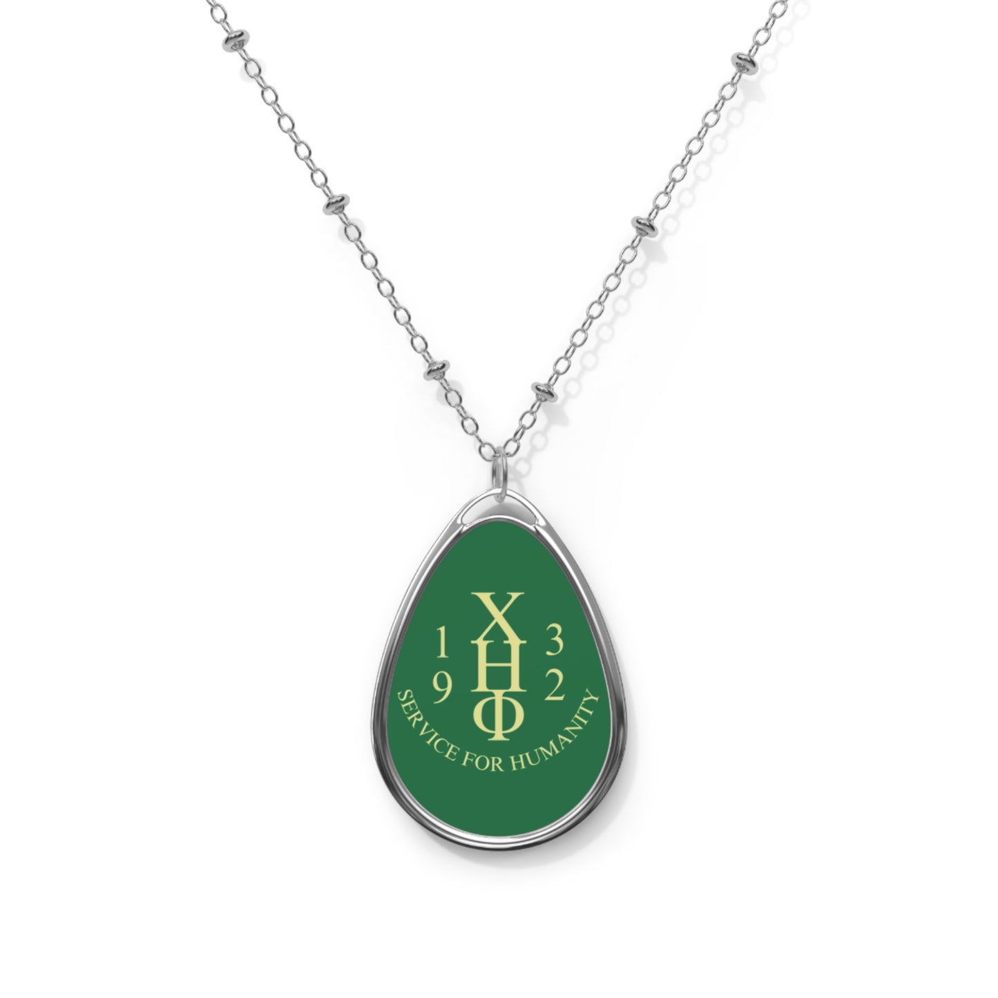 Green and Yellow Oval Service for Humanity XHO Necklace