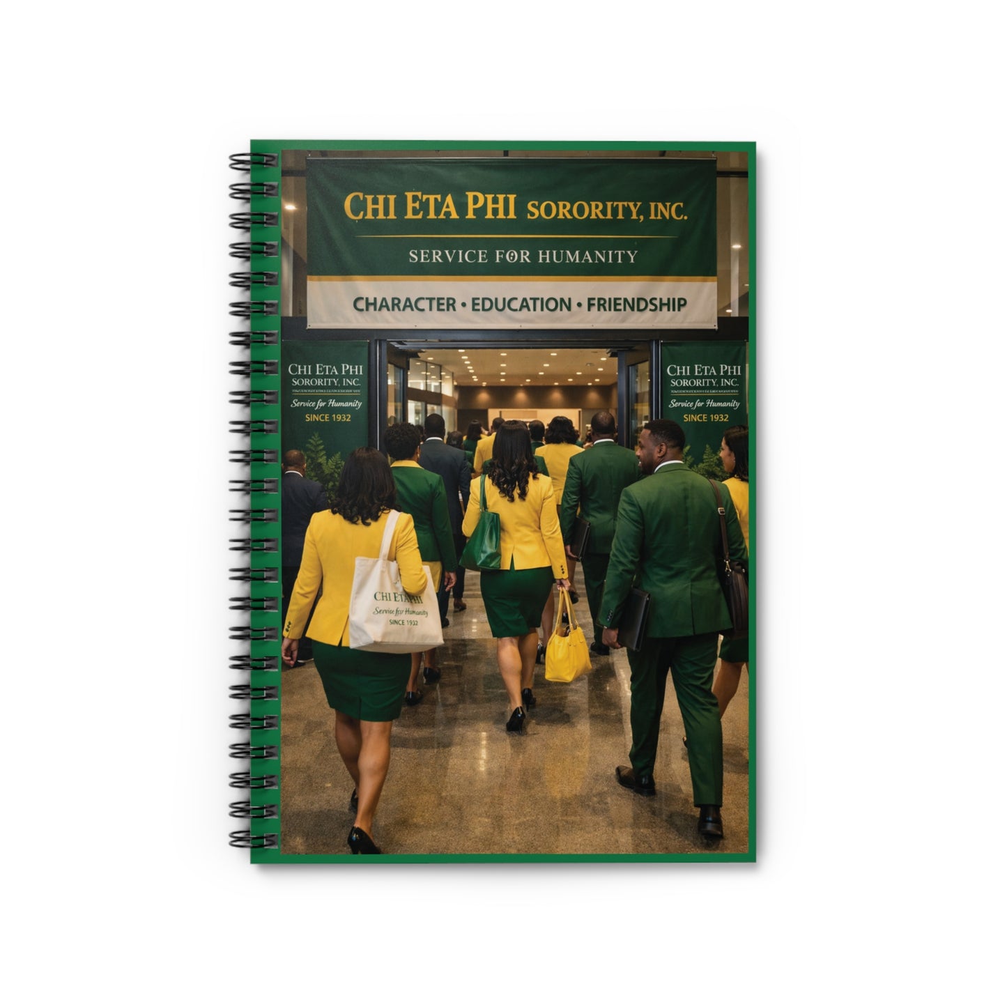 Chi Eta Phi Sorority Spiral Notebook — "Service for Humanity" Ruled Journal