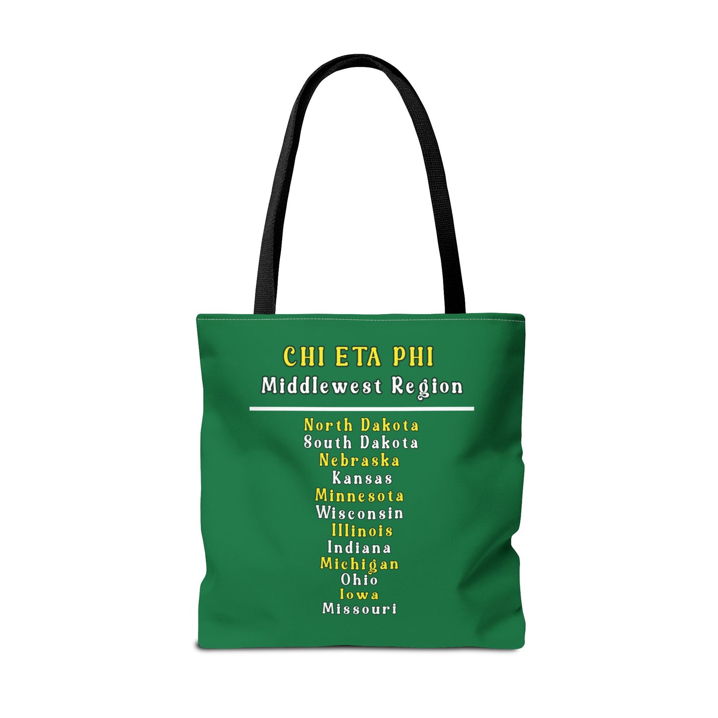 Colorful Regional Chi Soror Tote Bags