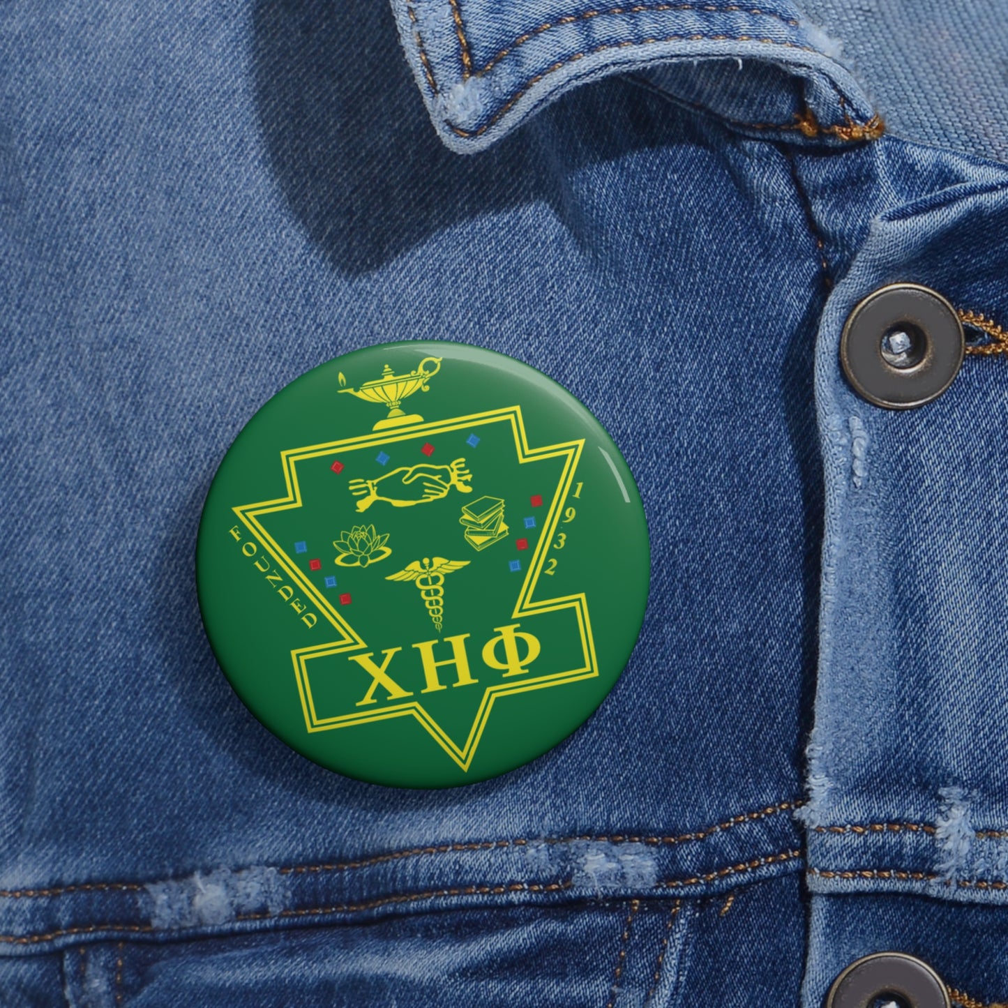 Green Chi Eta Phi Emblem Button