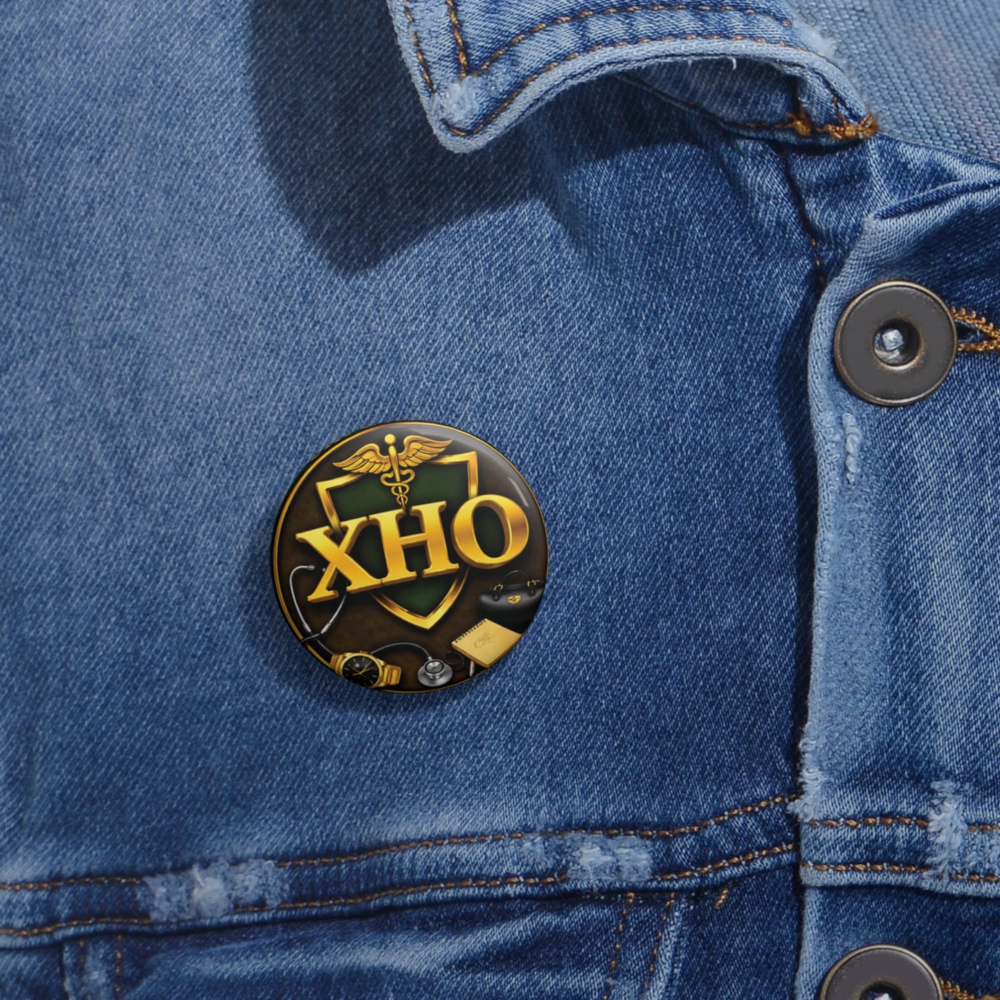 Chi Eta Phi Green Logo Button