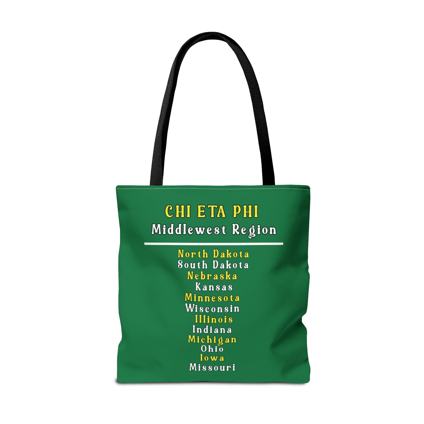 Colorful Regional Chi Soror Tote Bags