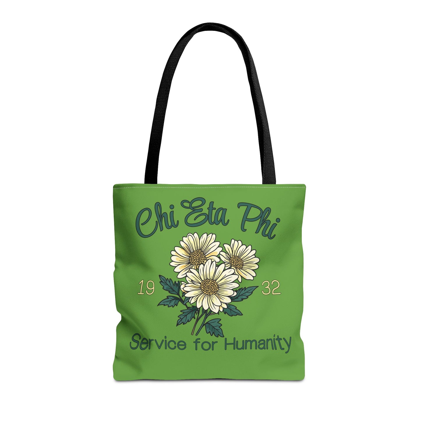 White Chi Eta Phi Chrysanthemum Design Tote Bag