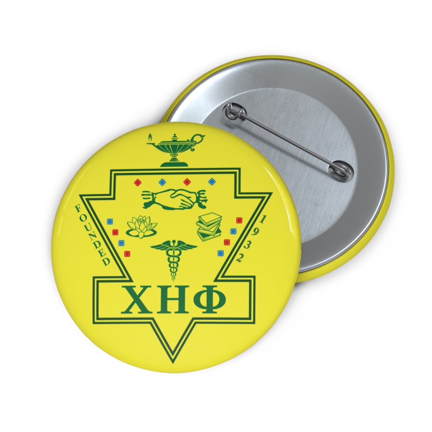 Chi Eta Phi Yellow Emblem Button