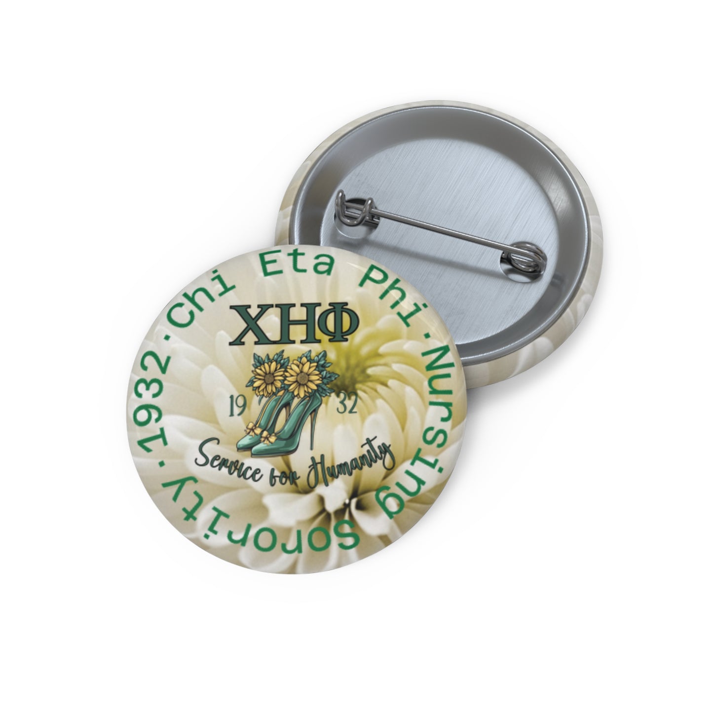 Yellow and Green XHO Button White Chrysanthemum