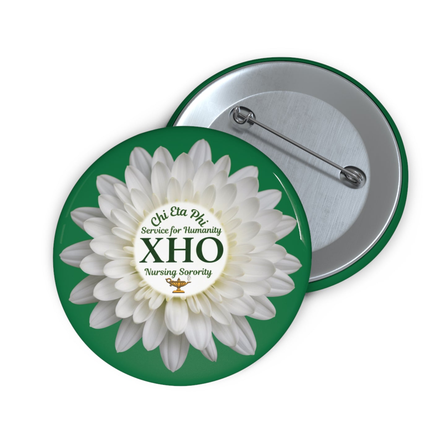 Green XHO Button White Chrysanthemum