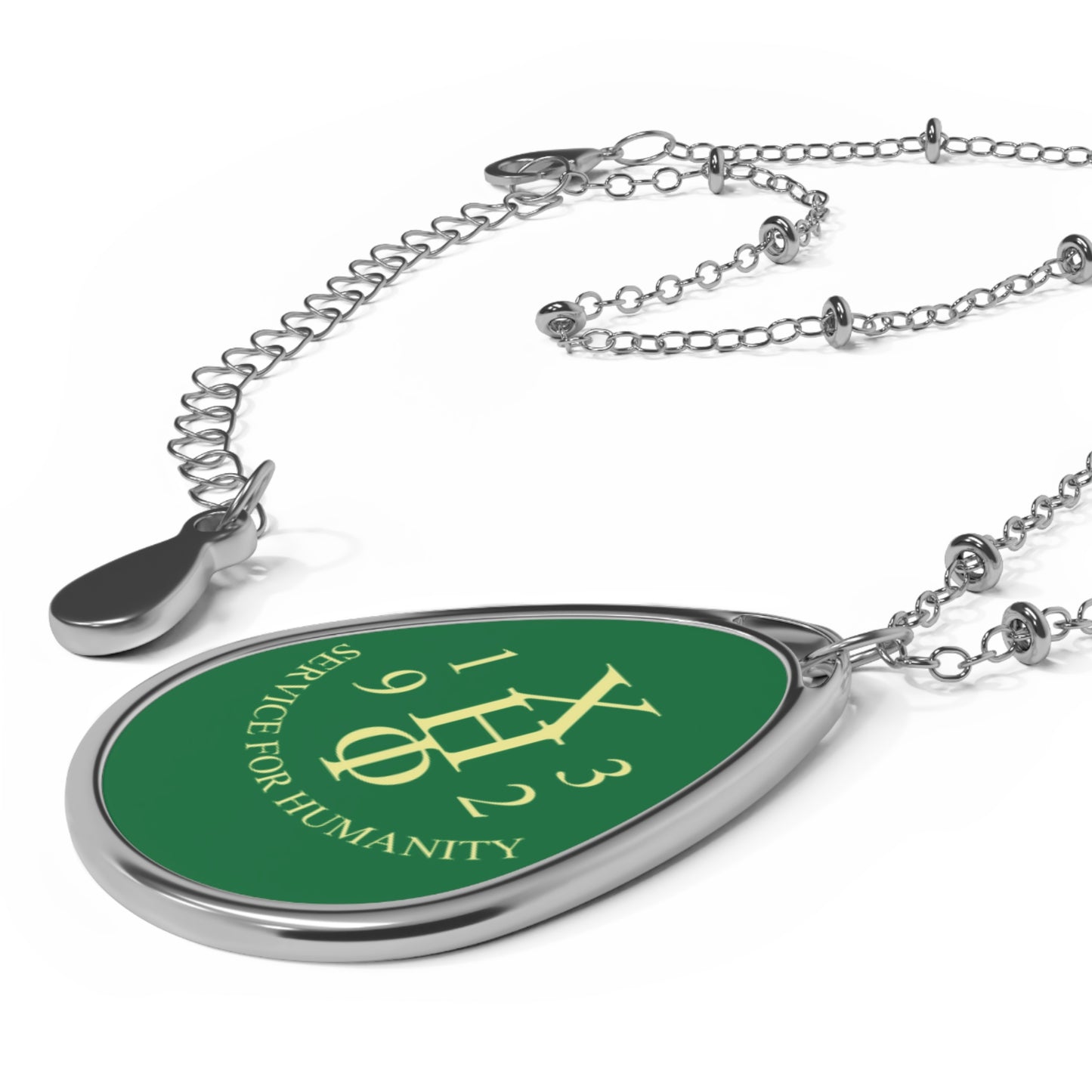 Green and Yellow Oval Service for Humanity XHO Necklace