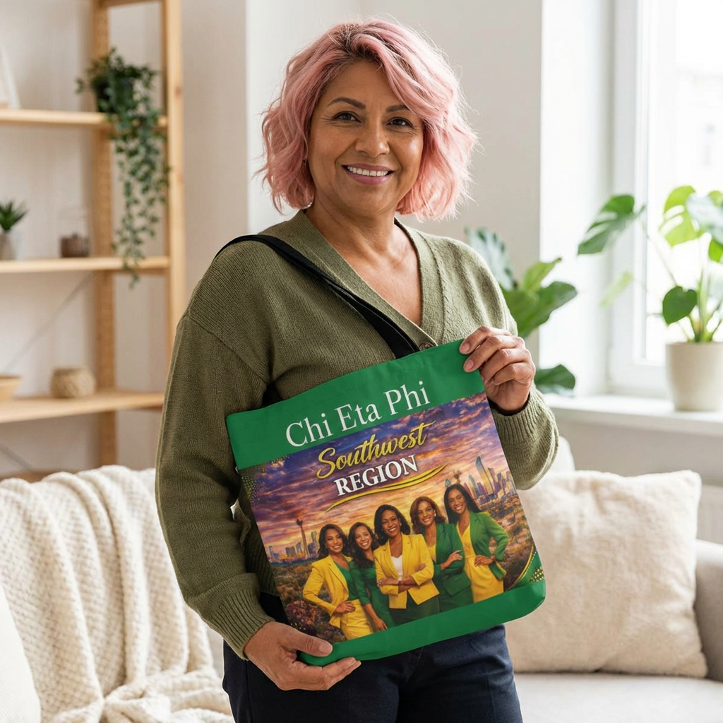 Colorful Regional Chi Soror Tote Bags