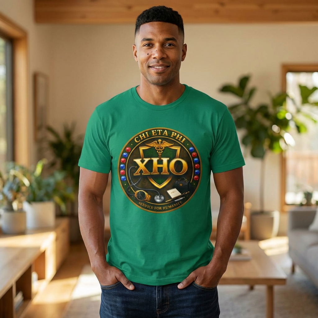 Chi Eta Phi XHO Emblem T-Shirt with Jewels– Nursing Organization Crest Tee