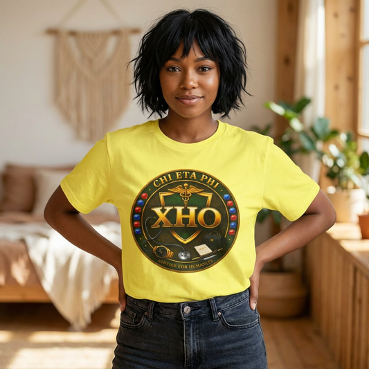Chi Eta Phi XHO Emblem T-Shirt with Jewels– Nursing Organization Crest Tee