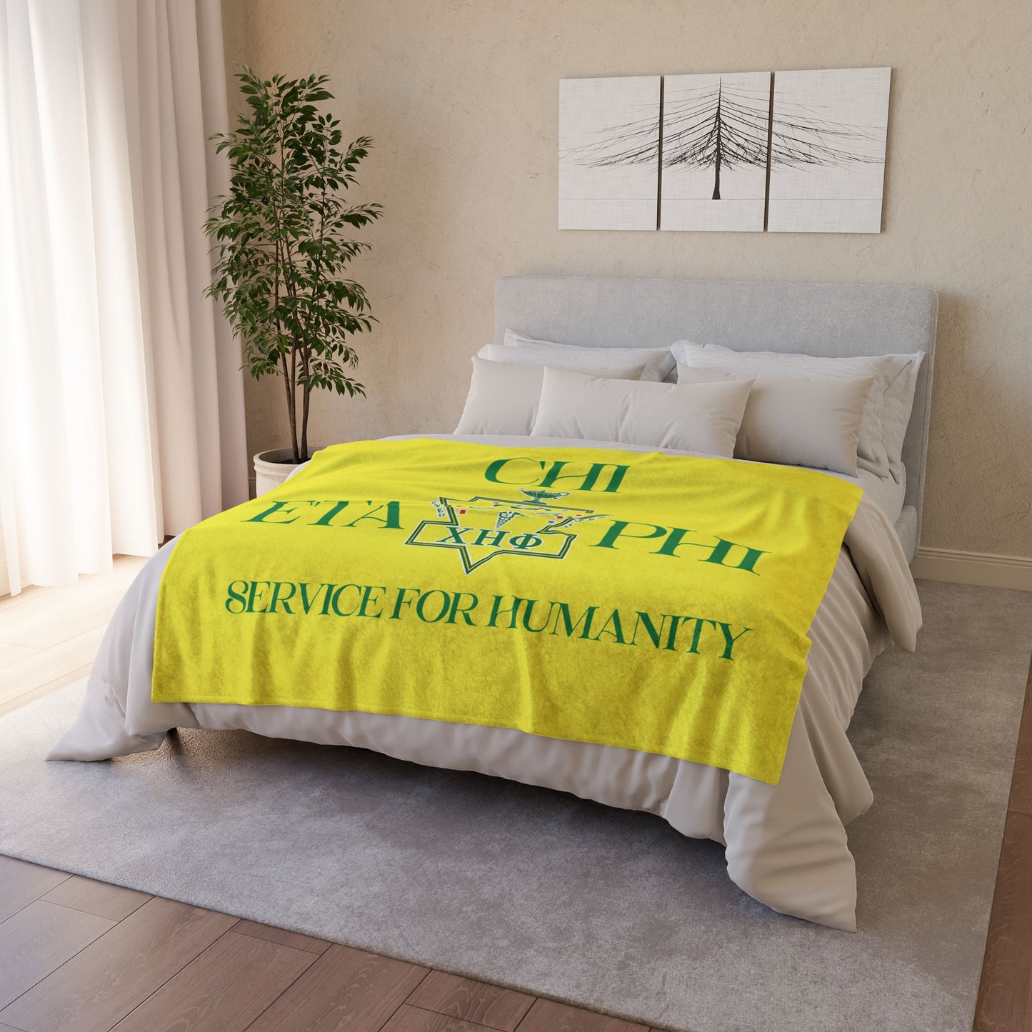 Soft Yellow Polyester Service for Humanity Logo Design Blanket