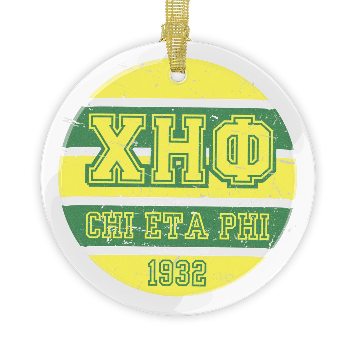 XHO Green and Yellow Glass Ornament