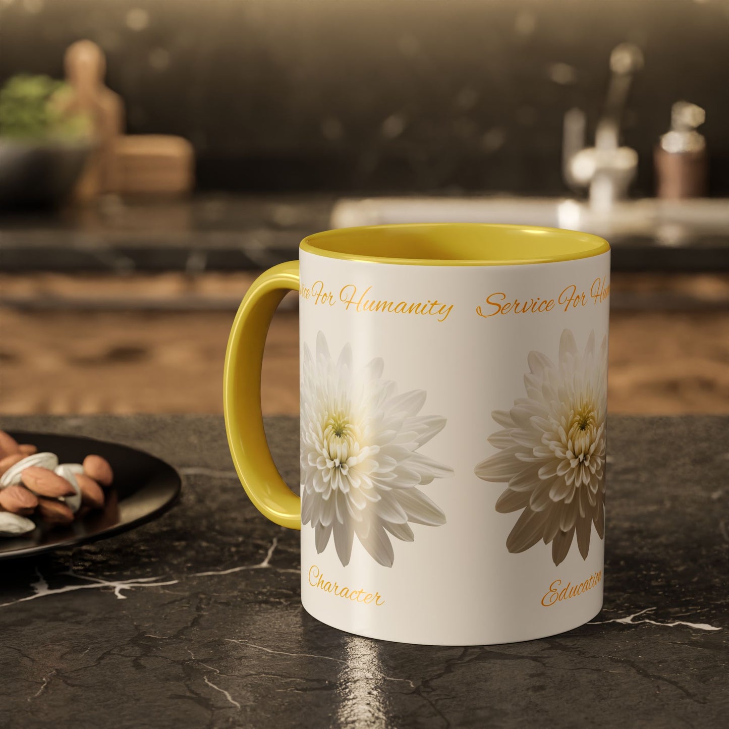 Service For Humanity Yellow Chrysanthemum Mug, 11oz