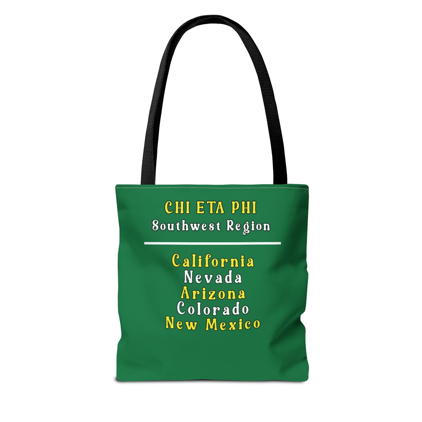 Colorful Regional Chi Soror Tote Bags