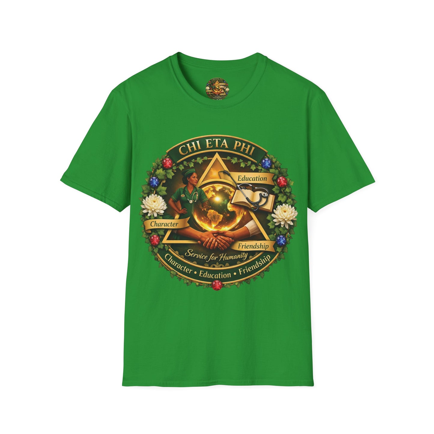 Chi Eta Phi Nursing Sorority Crest T-Shirt — Character, Education, Friendship Tee
