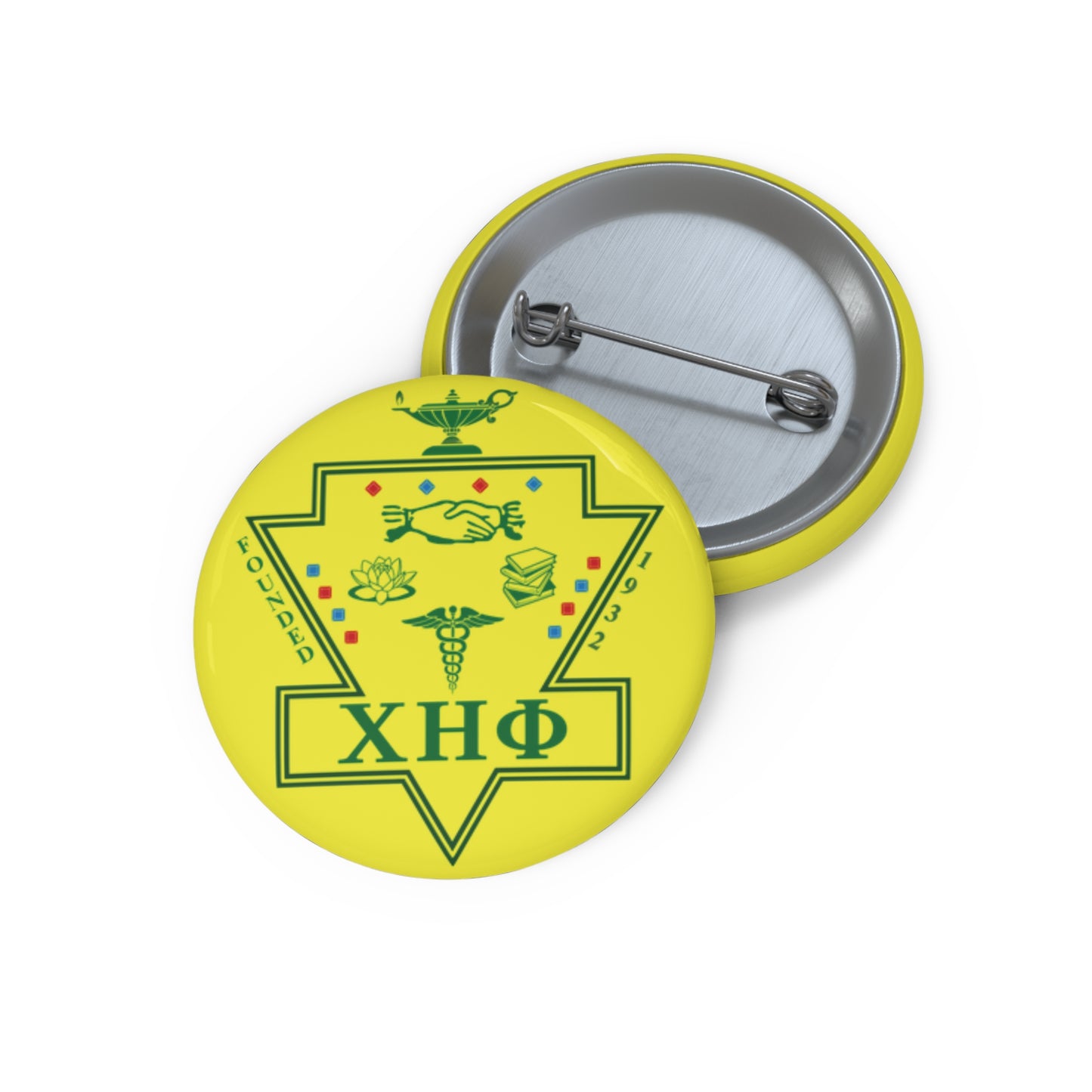 Chi Eta Phi Yellow Emblem Button