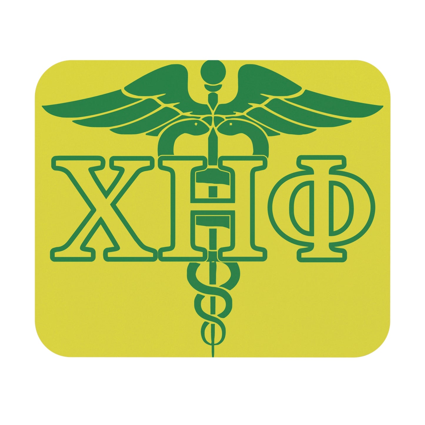 Yellow Caduceus Mouse Pad