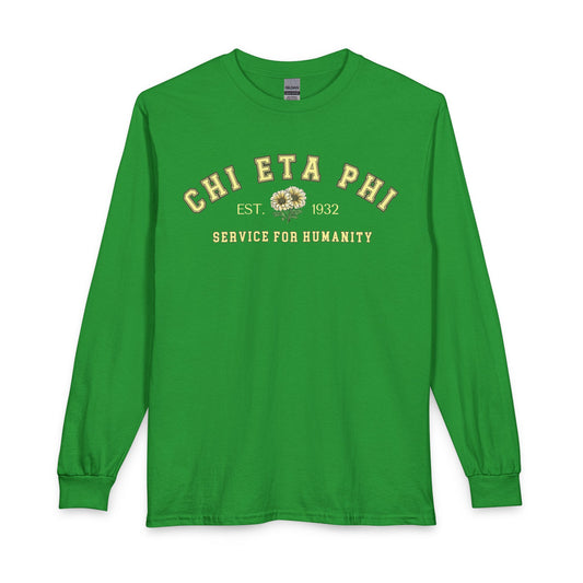Chi Eta Phi Long Sleeve Tee — "Service for Humanity" Sorority Shirt