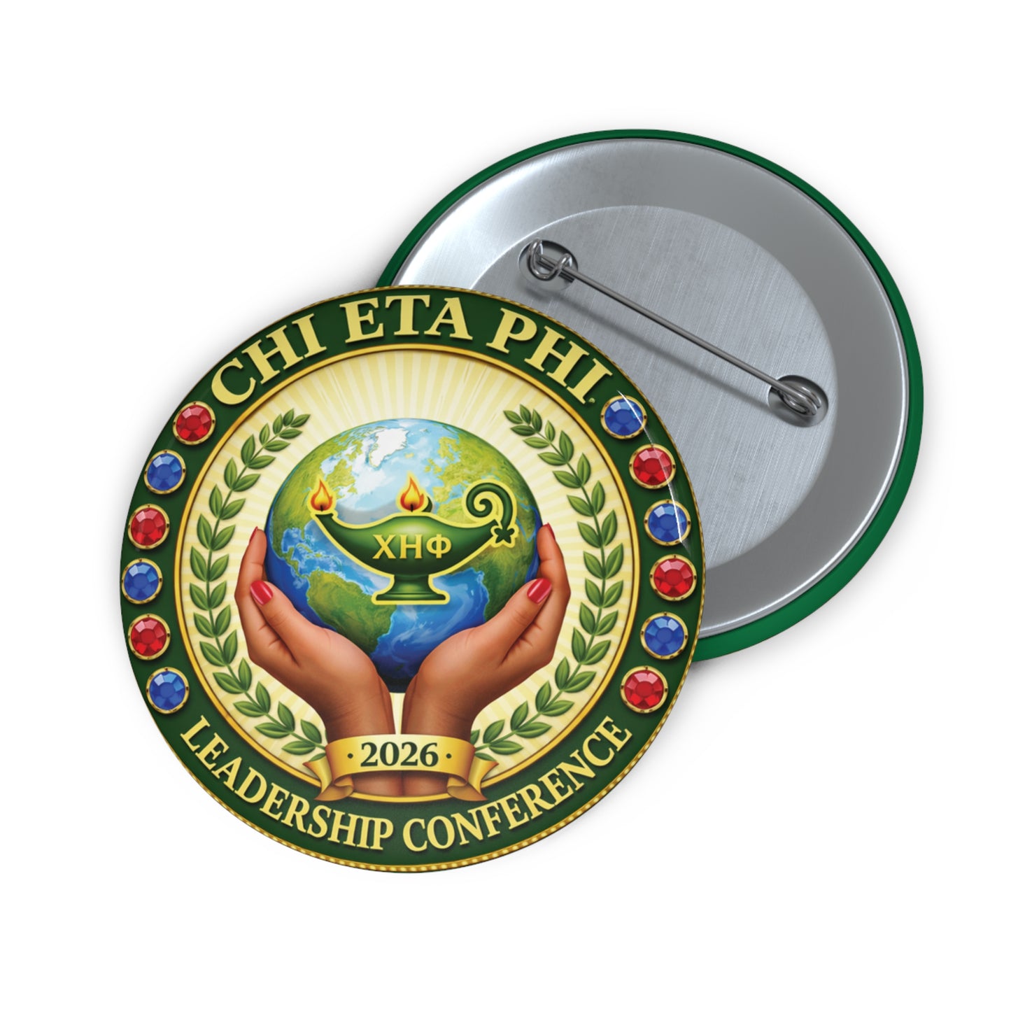 Chi Eta Phi Green Logo Button