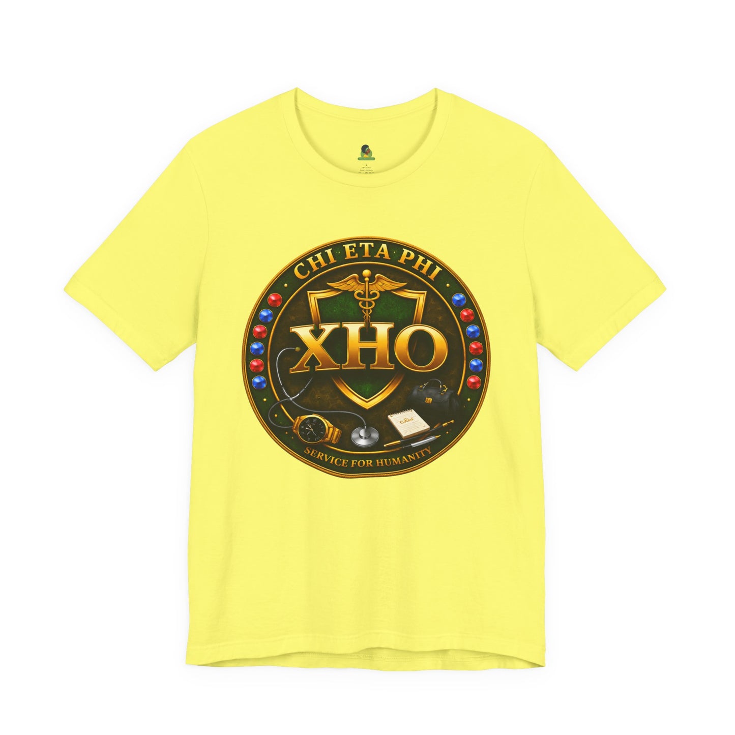 Chi Eta Phi XHO Emblem T-Shirt with Jewels– Nursing Organization Crest Tee