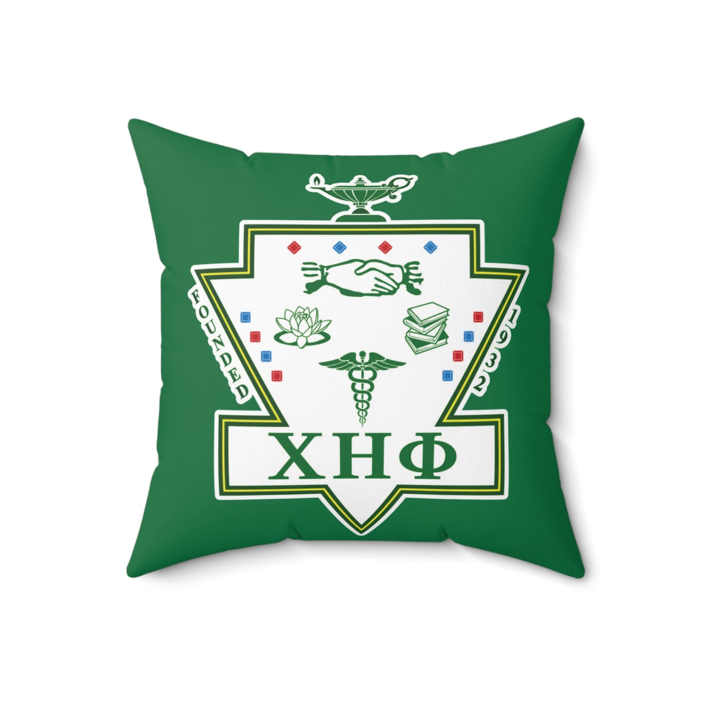 Chi Eta Phi Square Green Logo Pillow