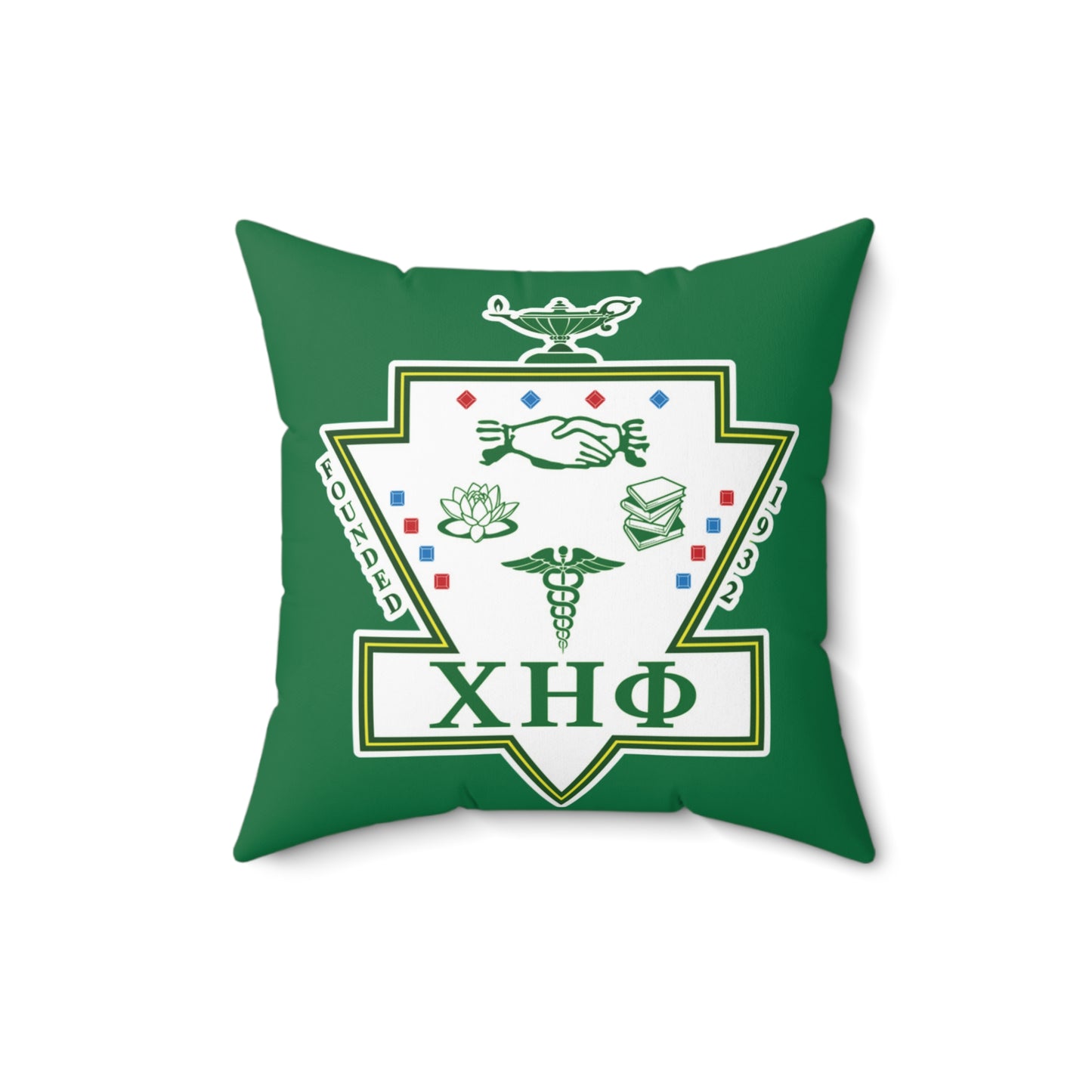 Chi Eta Phi Square Green Logo Pillow