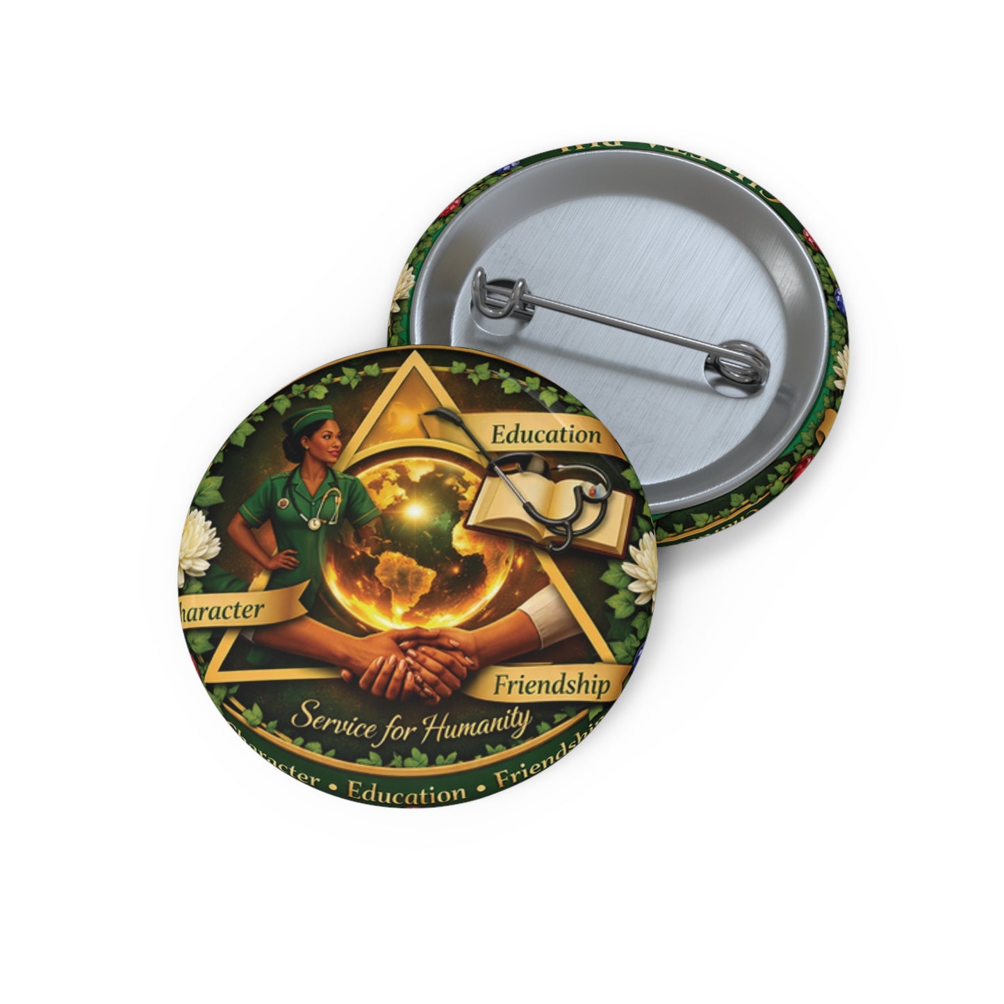Chi Eta Phi Character, Education, Friendship  Button