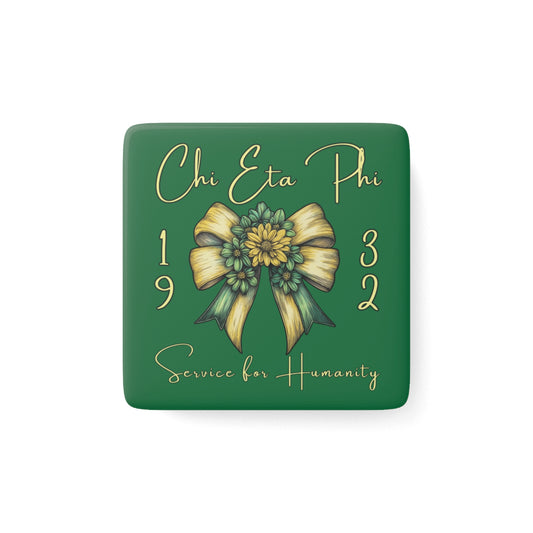 Chi Eta Phi 1932 Porcelain Square Magnet – Service for Humanity Floral Bow